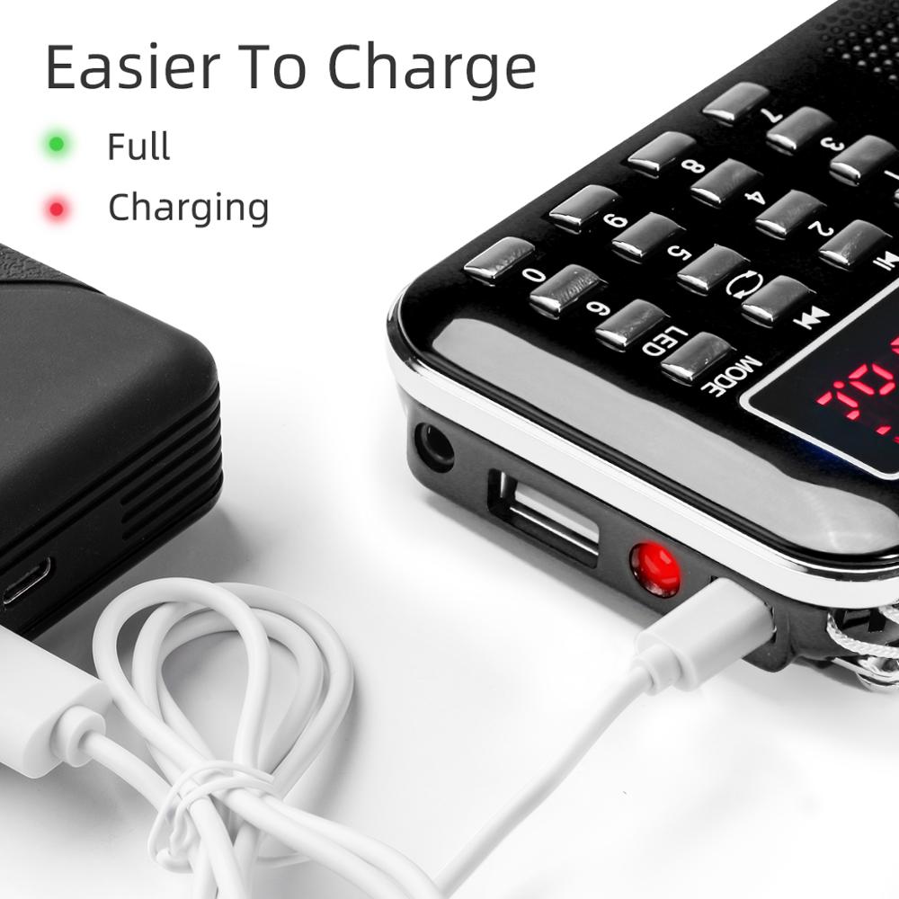PRUNUS L-218 Mini fm radio receiver AM / FM /SD Card MP3 play Speaker USB /AUX portable Emergency radio with Led light/ antenna