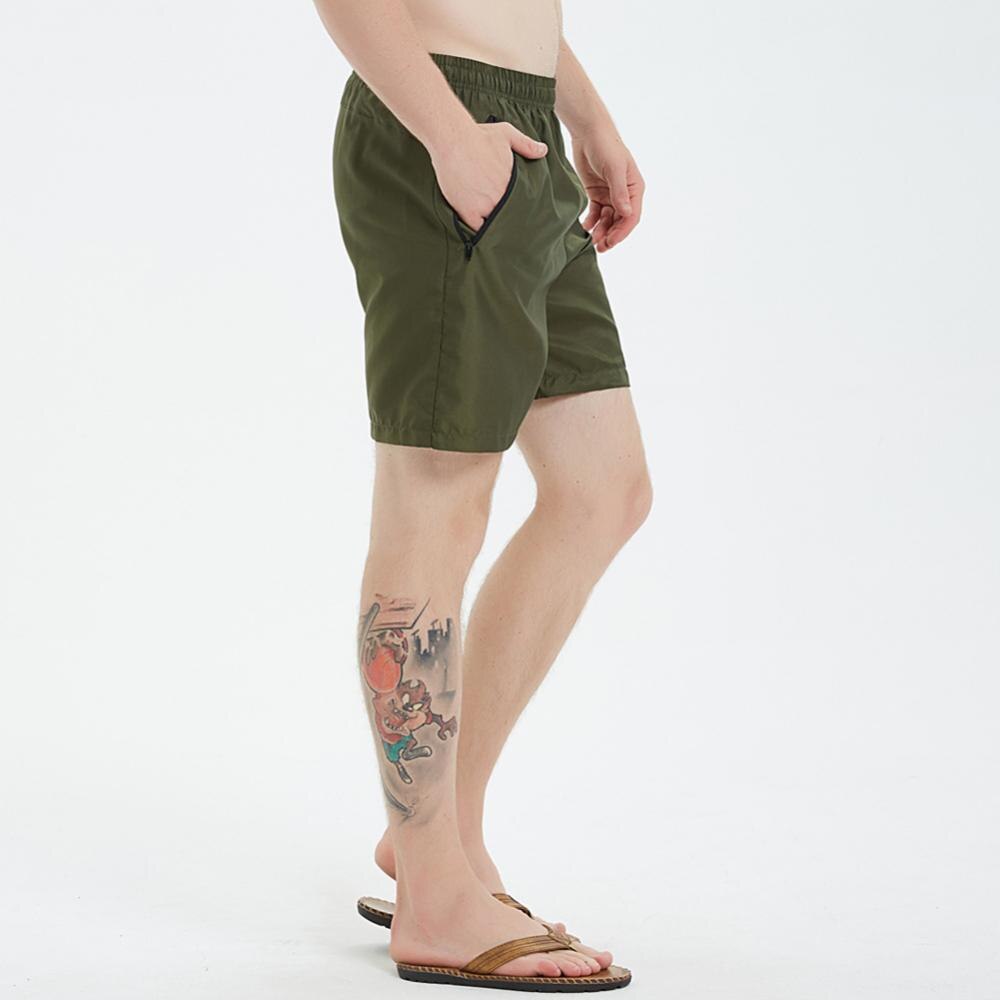 Summer Solid Color Men Shorts Quick Drying Skin-friendly Sport Elastic Pocket Drawstring Loose Beach Swim Trunks