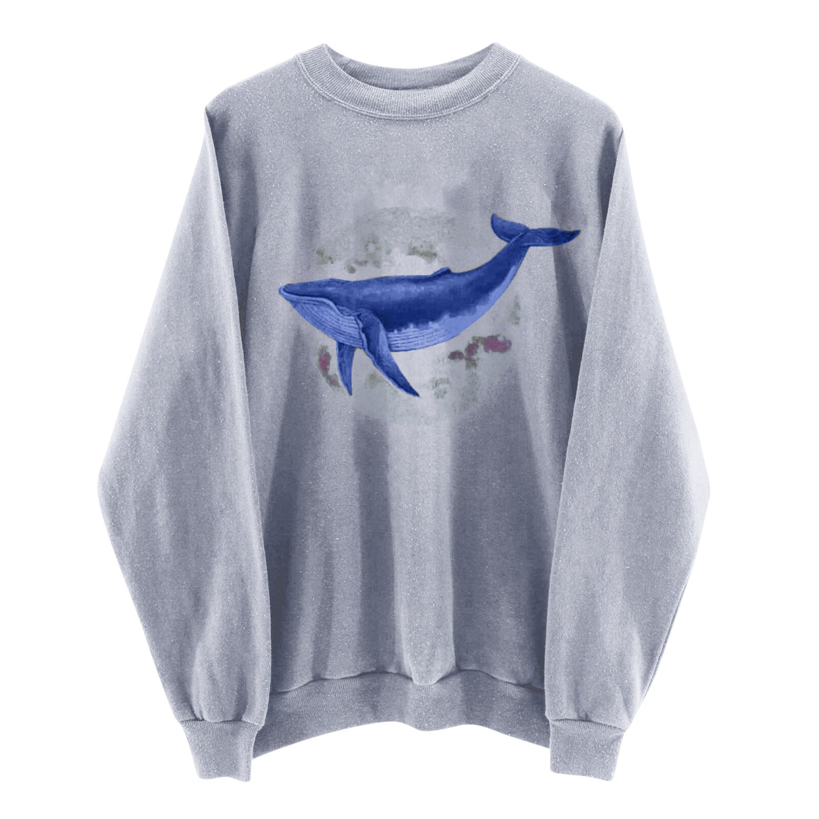 Hoodie Unisex Fish Print Casual Herfst En Winter Mode Ronde Hals Afdrukken Lange Mouw Sweater Trui Tops Vrouwen Jas