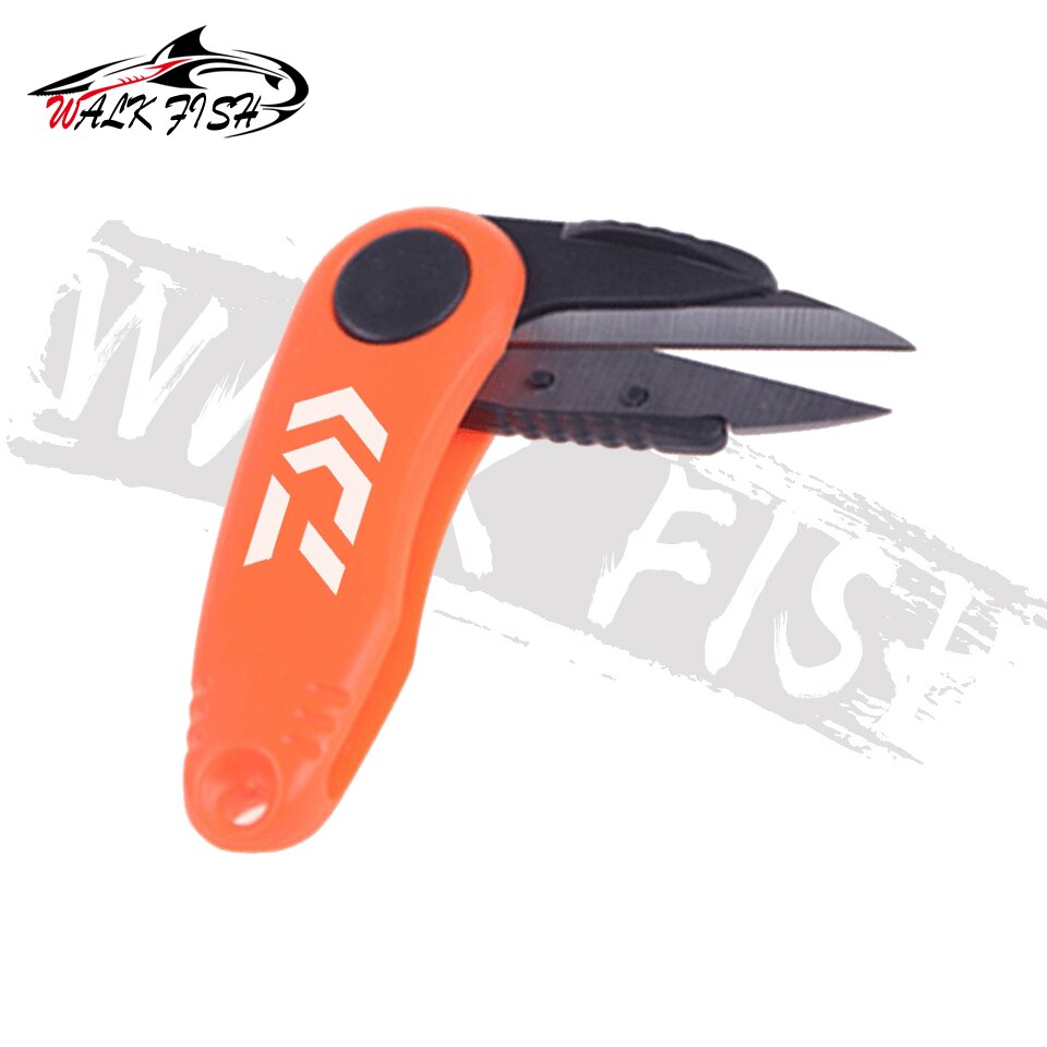 WALK FISH Stainless Steel Fishing Scissors Folding Fishing Line Cutter Clipper Fishing Scissor Tackle Fishing Quick Knot: Orange