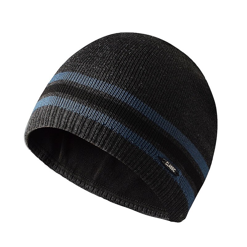 CAMOLAND Winter Plus Fleece Beanies For Men Women Striped Skullcap Warm Knitted Hat Male Sports Hedging Caps
