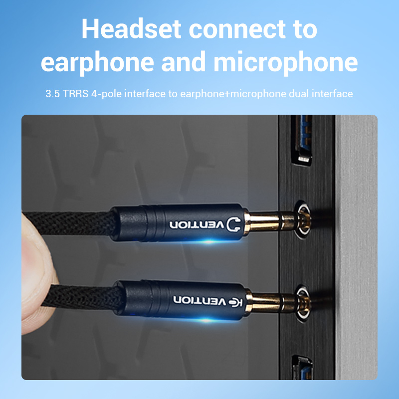 Vention Audio Splitter Cable Jack de 3,5mm para computadora 1 hembra a 2 macho auricular micrófono Audio Y Cable divisor auriculares a adaptador de PC