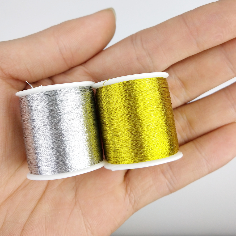 Embroidery Sewing Threads Gold/Silver Sewing Thread Supplies Cross Stitch Polyeste Durable Threads 100M Per Roll