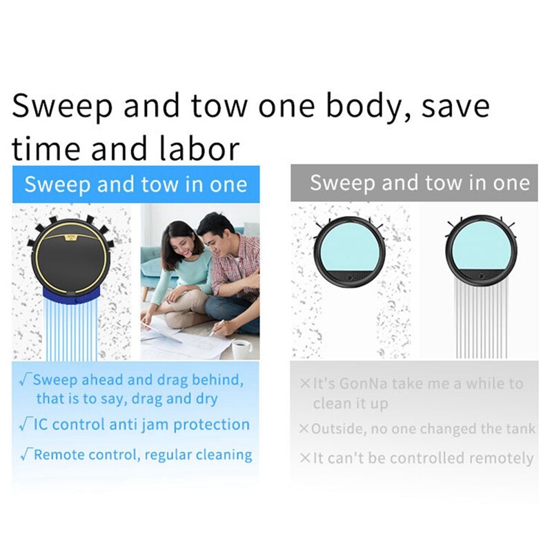 2800Pa Multifunctional Robot Vacuum Cleaner, with Water Tank, Regular Wet and Dry and Mop Carpet Cleaner