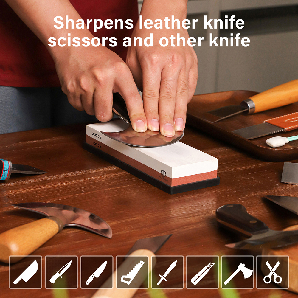 WUTA Knife Sharpener Whetstone Sharpening Stones White Corundum 1000/3000 Grit Water Grinding Stone Leather Tools