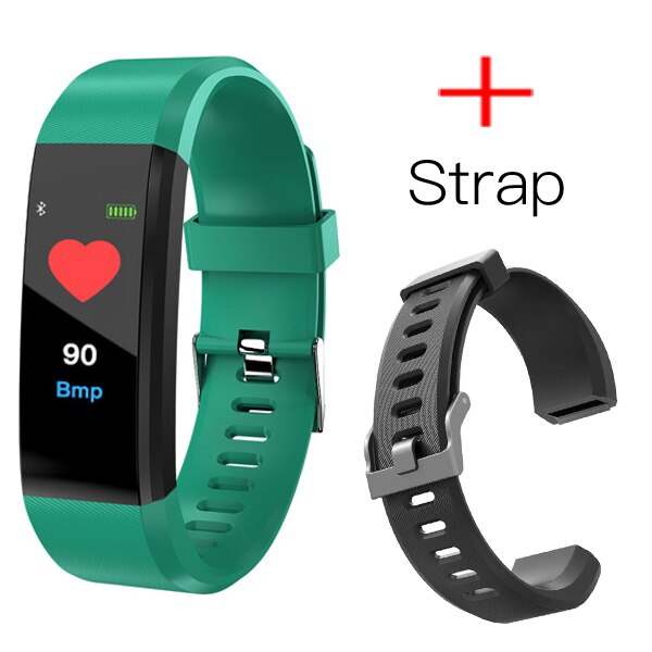 MAFAM 115 Più Intelligente Della Vigilanza Del Wristband Smartwatch Android Orologio Pressione Sanguigna Intelligente Fascia di Forma Fisica Sonno Tracker Braccialetto di Sport: GreenWithStrap