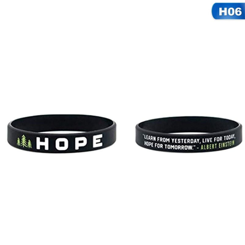 Inspirational Colorful Bracelets With Positive Words Dream Courage Believe Hope Faith Strength Motivational Silicone Wristband: BL4247H06