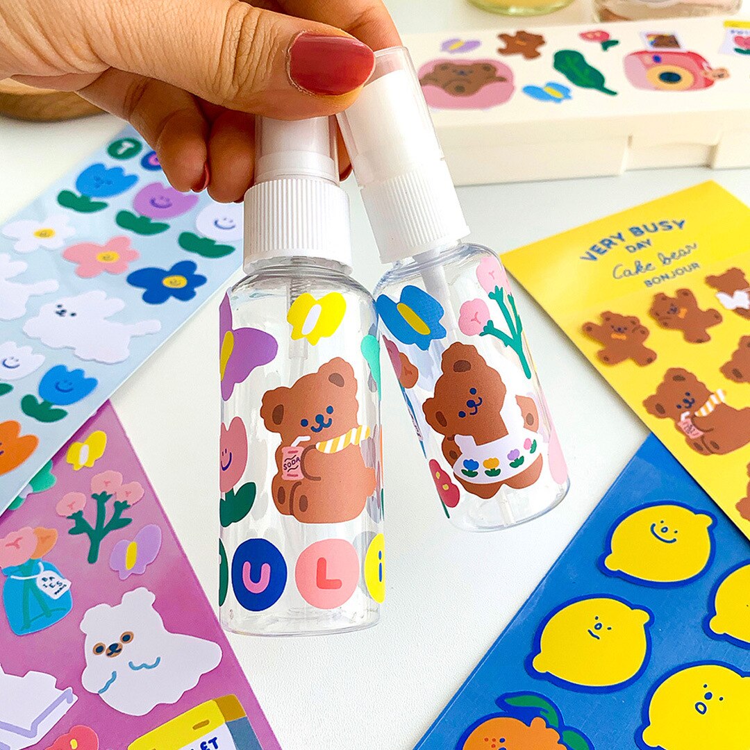 Kawaii Adhesive Paper Butterfly Bear Series Stickers Korean Cute DIY Material Stickers Scrapbooking Cute Stationery