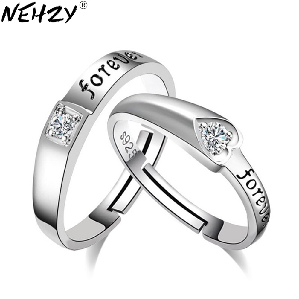 NEHZY brand silver jewelry English Dear heart-shaped wedding ring opening adjustable couple rings men and women