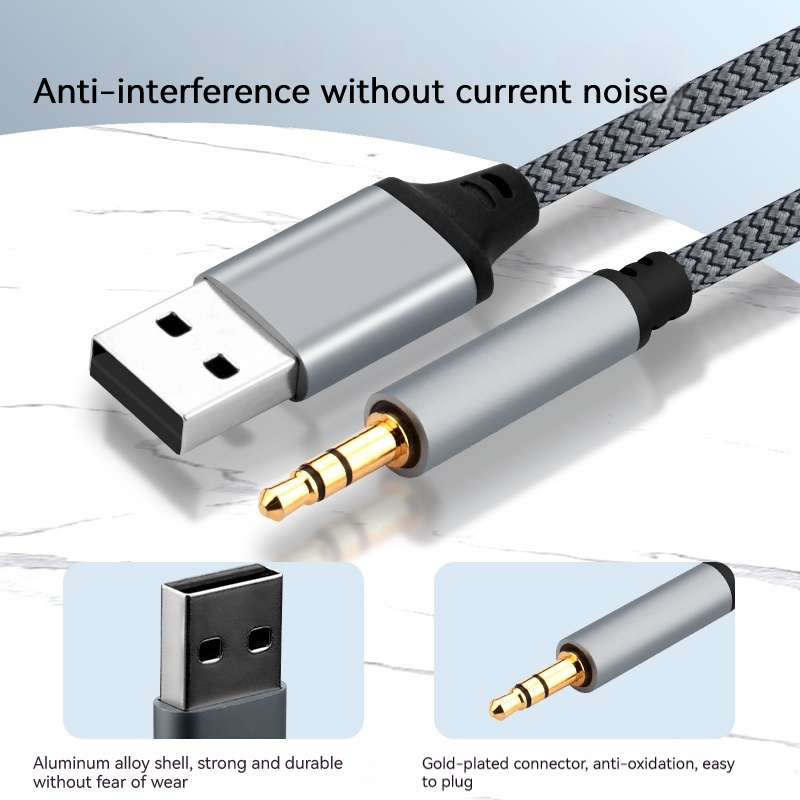 Usb  til 3.5mm hann lydkabel usb a  til 3 5 jack aux-adapter ledning hodetelefon høyttaler stasjonær pc tv bilstereo hjelpelydlinje