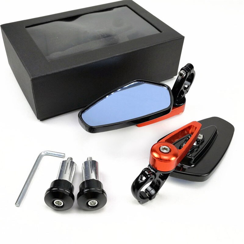 Universal Motorcycle 22mm Bar End Side Rearview Mirror 2Pcs Aluminum 7/8" Motorbike Bike Handlebar Rear View Mirrors: Red