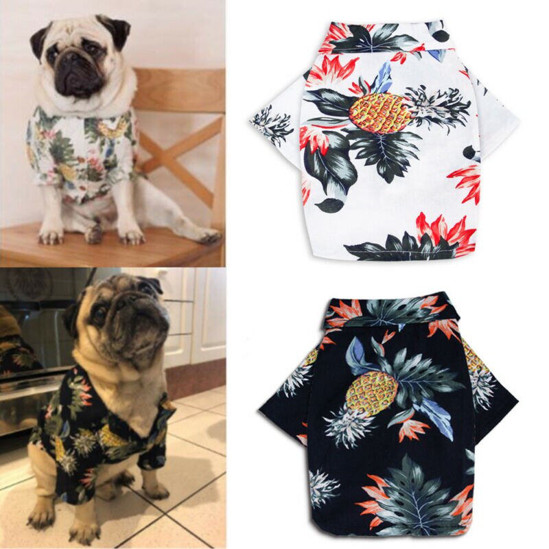 Zomer strand shirt hond print hawaii strand casual huisdier puppy reizen shirt blouse