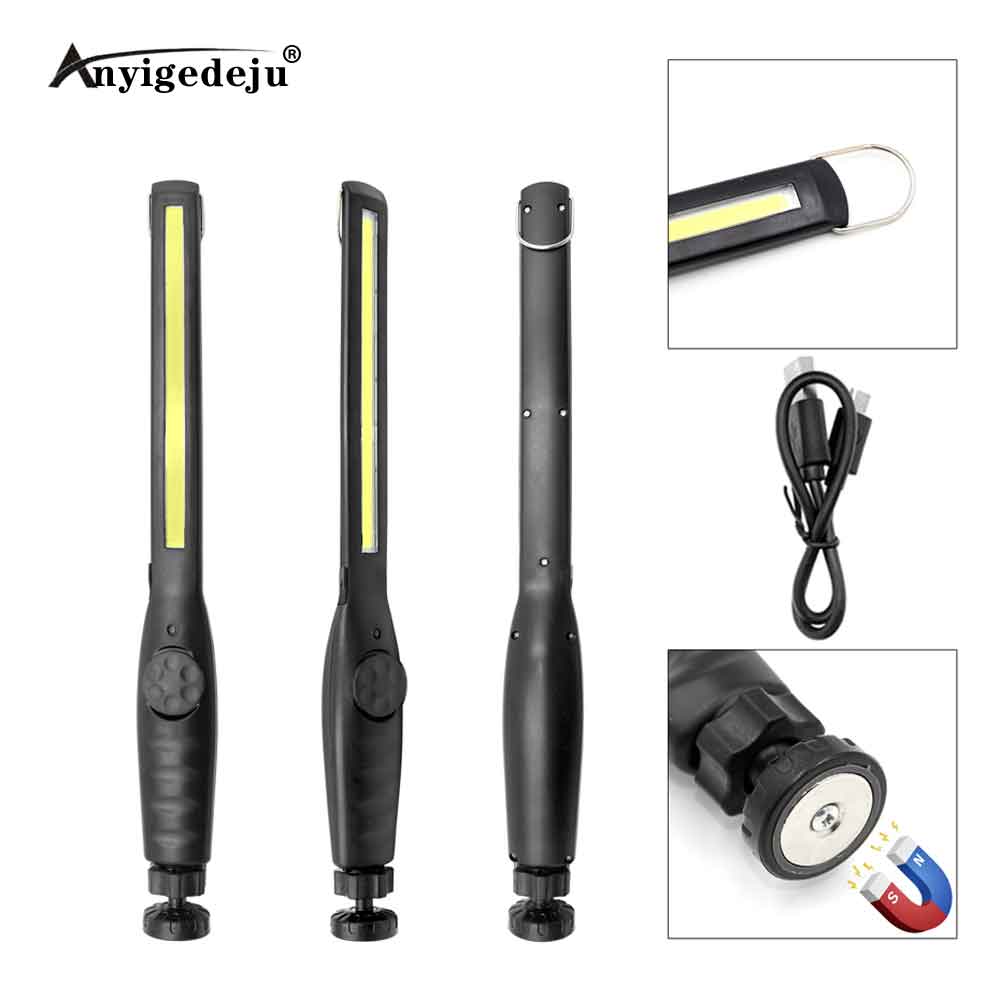 ANYIGE 800 Lumens Stepless Dimming COB LED Portable Work Lights USB Rechargeable Slim and Folding Lantern with Magnet Night Lamp