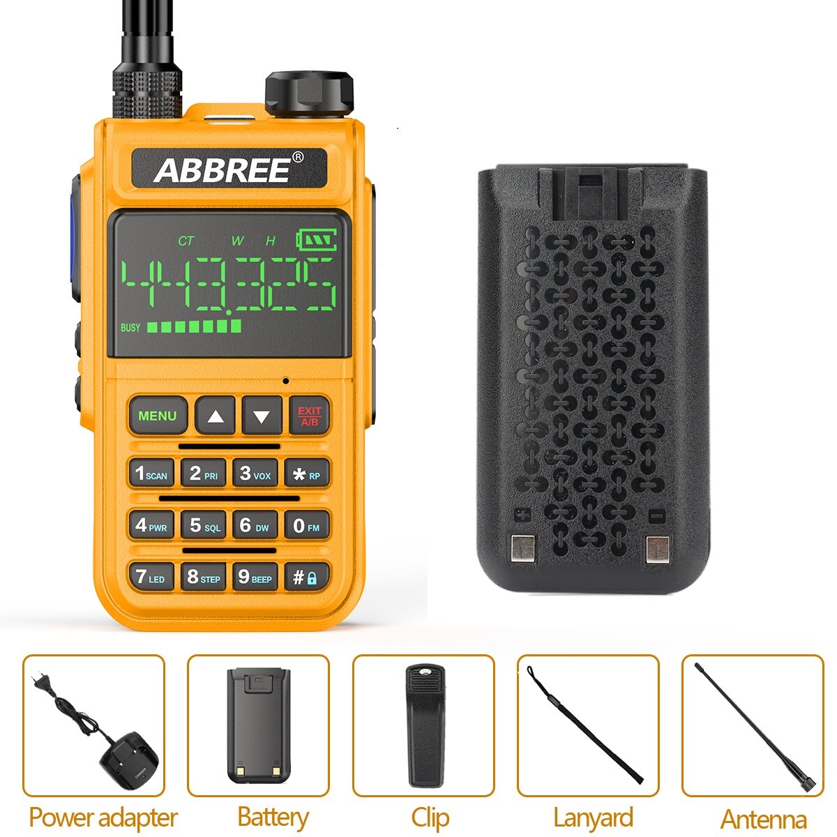 ABBREE-walkie-talkie de banda aérea AR-518, Radio de 2 vías con pantalla integrada, frecuencia de copia inalámbrica de 108 &quot;, 660-1,77 MHz