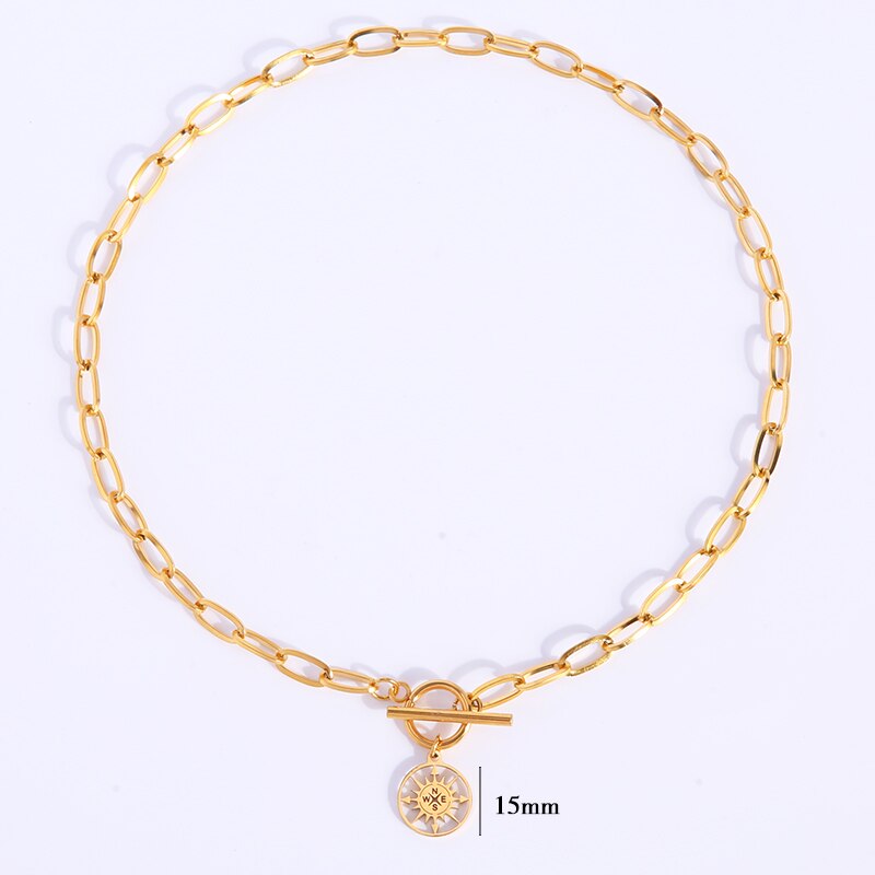 Collana bussola collana in acciaio inossidabile per donna collana con ciondolo bussola in metallo attiva/disattiva gioielli moda girocollo