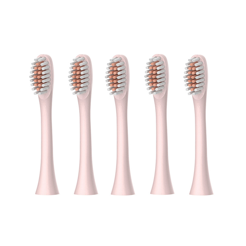 5 pcs Sonic Electric Toothbrush Head soft brush heads 6 Mode USB Charger IPX7 Waterproof Smart Head Replacement: pink