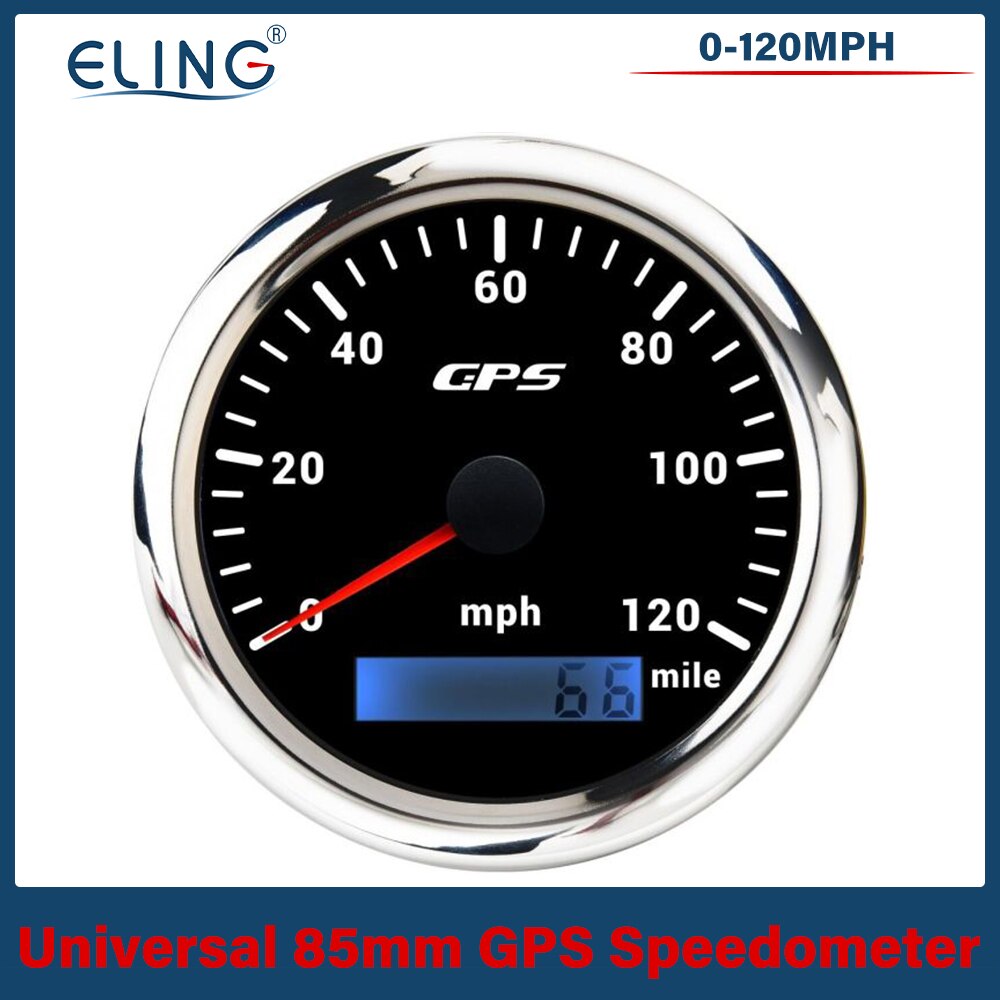 Velocímetro universal 30/60/120/200 km/h 30/60/80/120/160/200mph de eling de 85mm gps com luz de fundo de 7 cores da antena de gps para o carro do barco: 120MBS