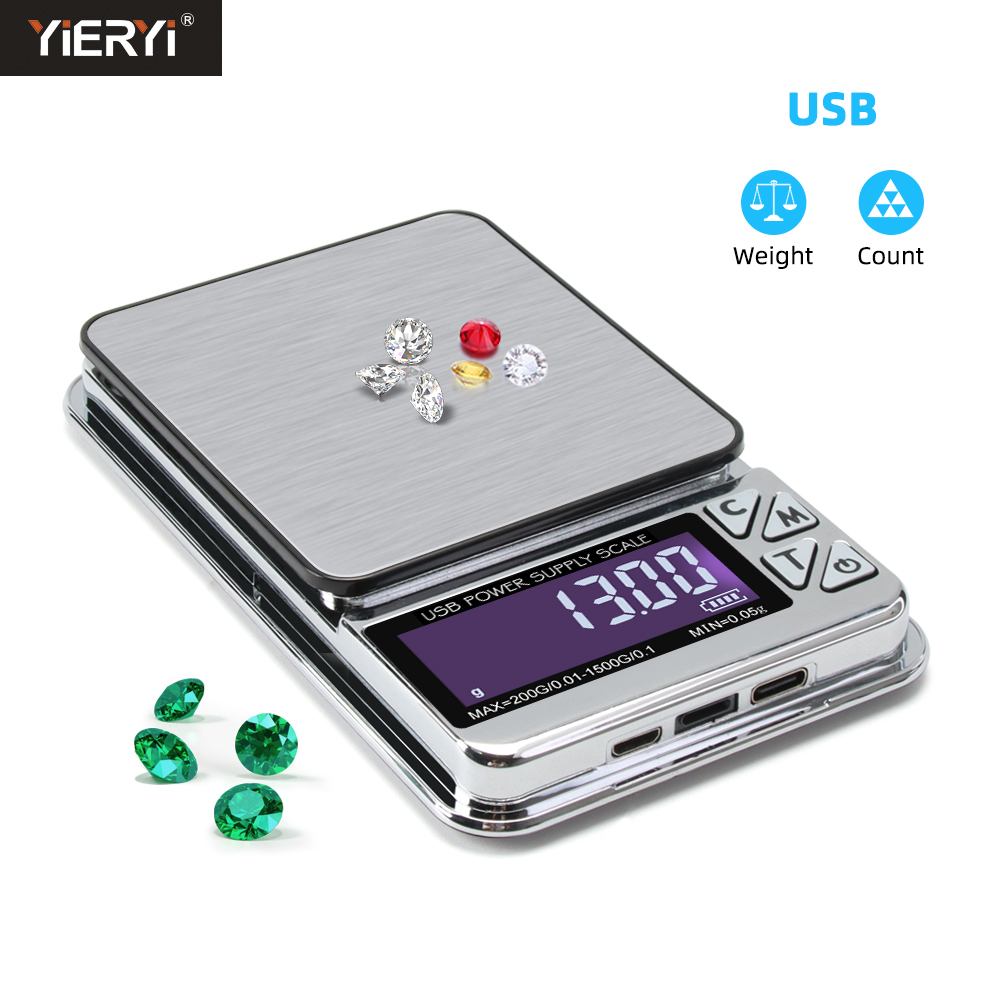 Waga jubilerska o wysokiej precyzji 1000g/600g/200gX0,01g cyfrowy licznik LCD waga elektroniczna kieszonkowa waga kuchenna ze stali nierdzewnej USB Charge