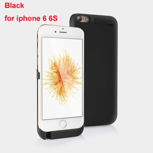 5000/8000 Mah Batterij Case Voor Iphone 6 S 6 S Power Bank Opladen Case Voor Iphone 6 6 S Plus Batterij Oplader Case Cover: Black for i6 i6S