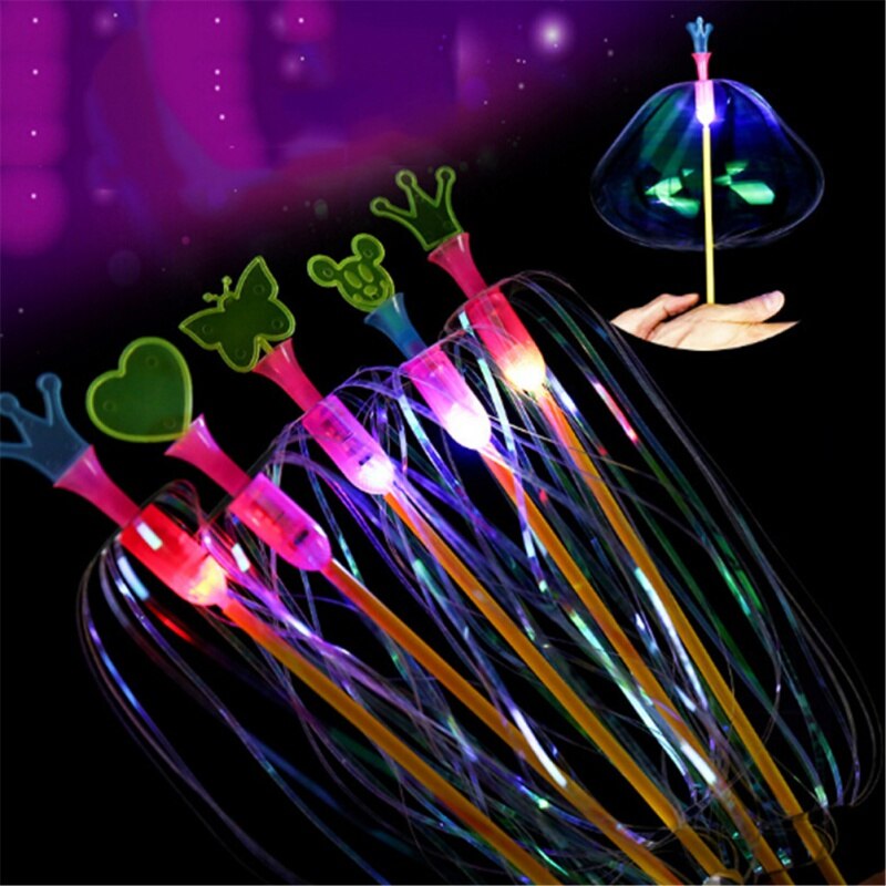 Colorful Magic Rainbow Bubble Stick Wand LED Bubble Bright Light Wand Toy Spinning Wand Classic Magic Tricks