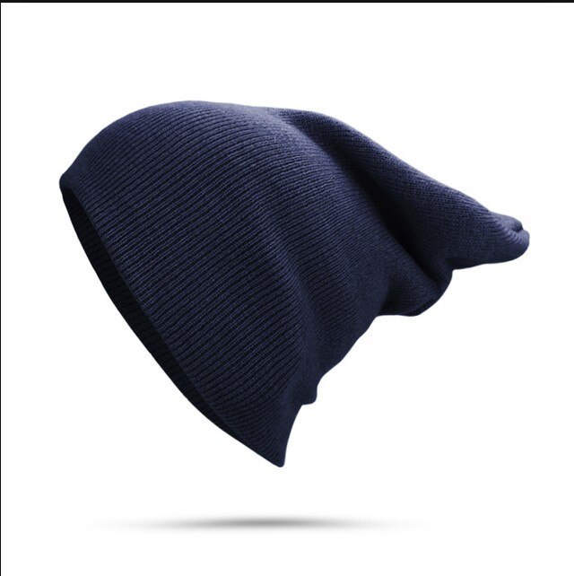 Gorro de esquí liso con puños para hombre y mujer, gorro de esquí liso cálido para invierno, gorro de punto elástico suave con Calavera, Unisex: navy blue