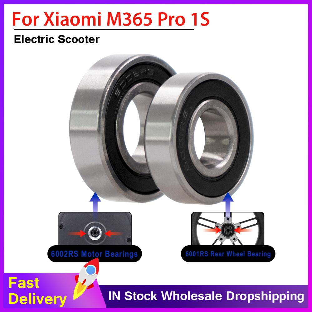 Rodamientos de bolas de rueda auxiliar 6001RS /6002RS para Xiaomi M365 Pro 1S, rodamiento de Motor de patinete eléctrico, rodamientos de bolas de cubo de rueda trasera