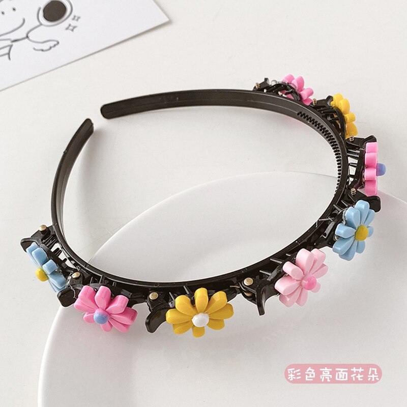 Kinderen Leuke Bloem Gevlochten Haarband Gebroken Haar Artefact Meisjes Niet Pijn Haarspeld Hoofdband Haarspeld Hoofdtooi Vrouwelijke: Bright Flowers
