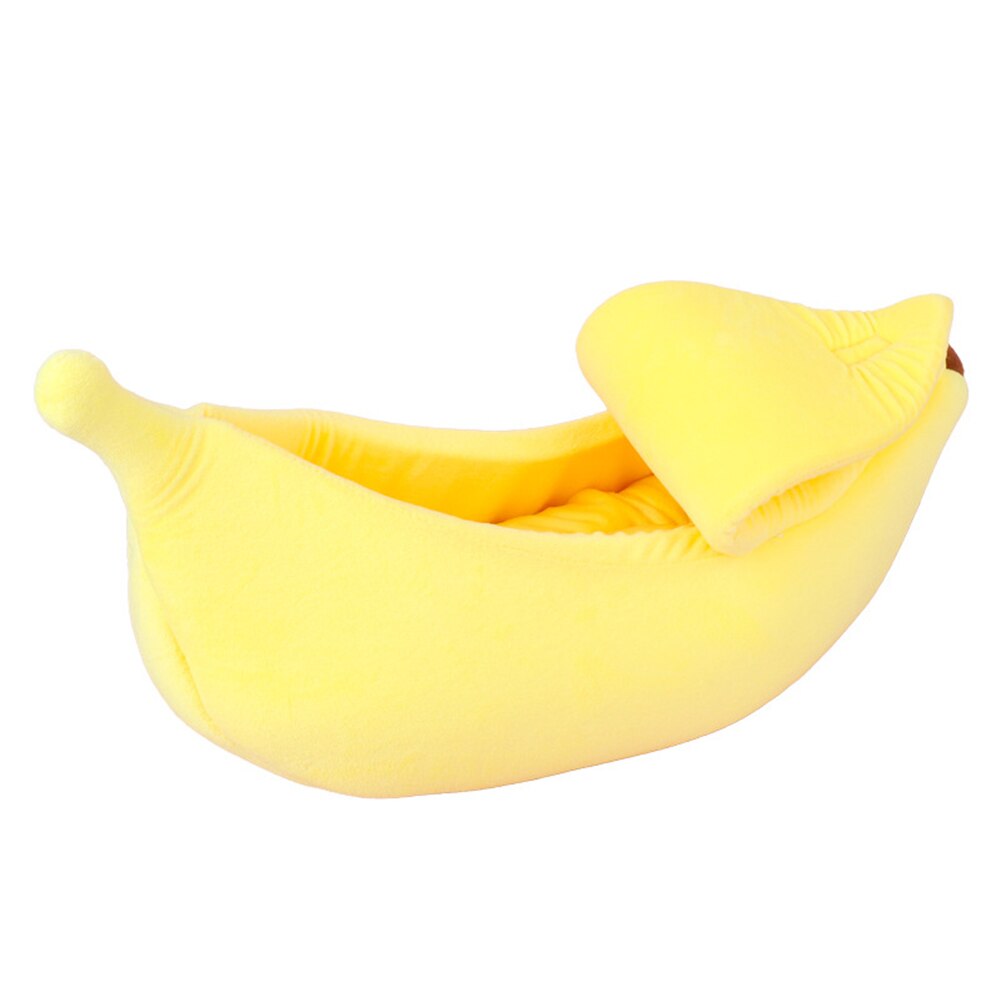 Sød katteseng bananformet blød kat kæleseng hus dejlige kæledyrsartikler til kattekillinger kanin små hunde  xh8z: Gul / M