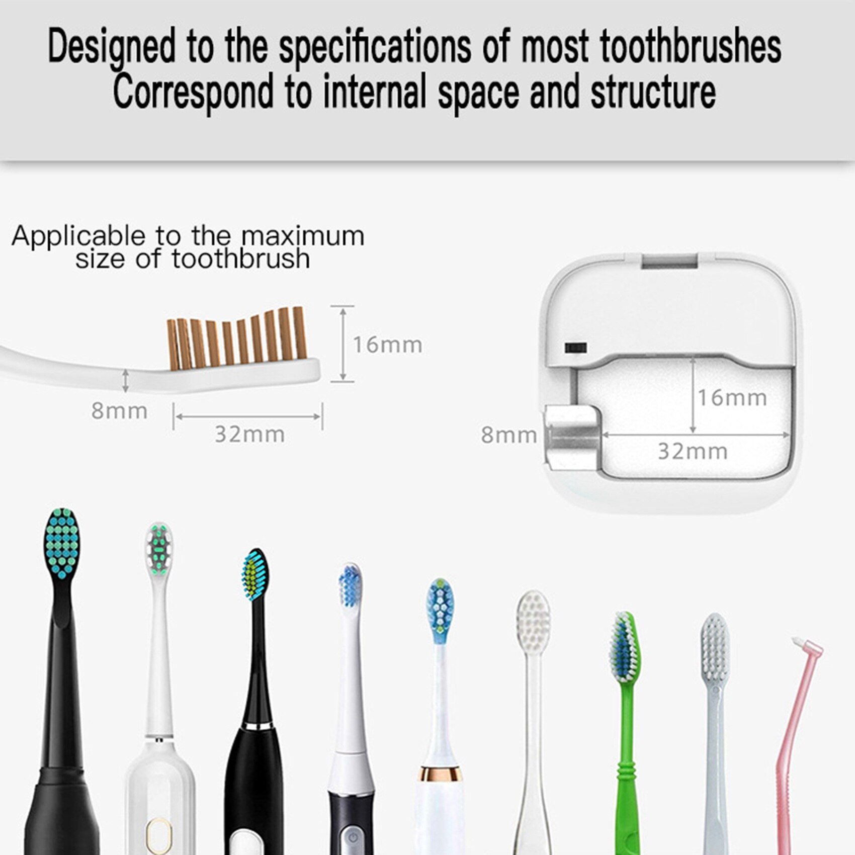 LED Portable Toothbrush Disinfection Box Without Plug-in and Wall-Mounted Sterilizings Toothbrush Holder