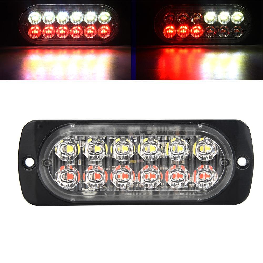 12-24 V camion voiture 12 LED Flash stroboscope voyant lumineux clignotant: White Red