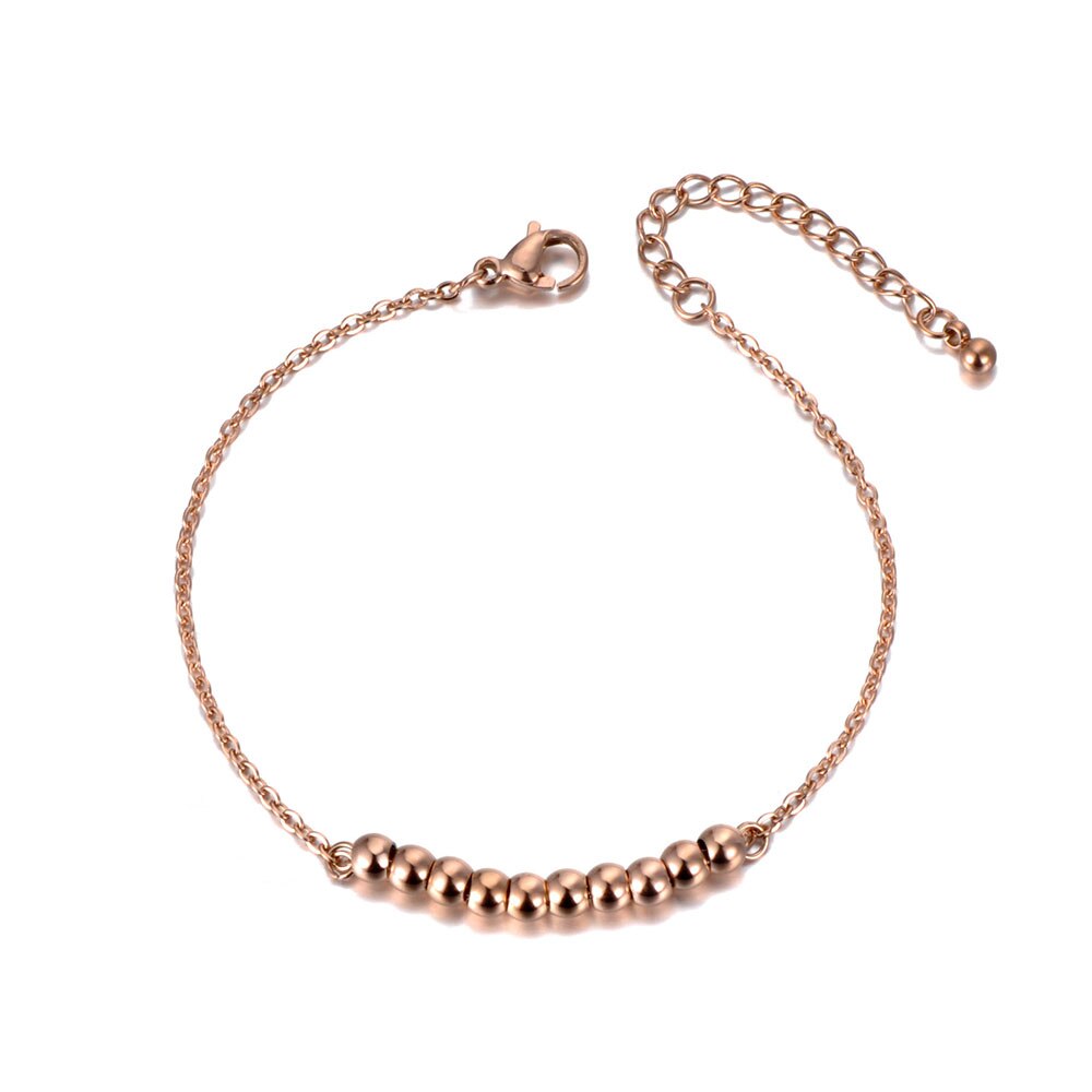 JeeMango Trendy Titanium Stainless Steel Small Beads Charm Bracelet For Women Bohemia Summer Chain Link Bracelet Jewelry JB19075: Default Title