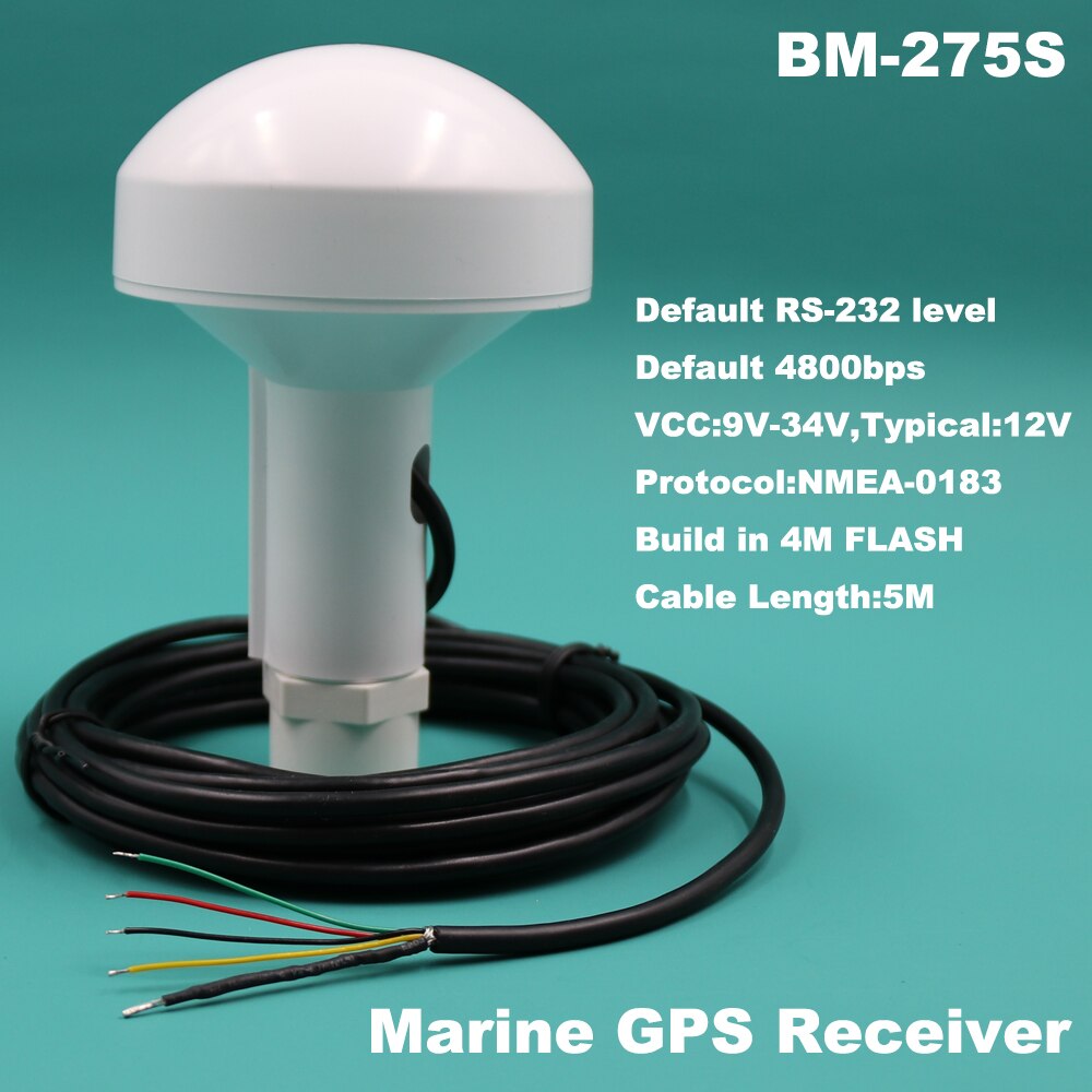 BEITIAN Marine GPS Ontvanger, VCC 12 V, 4800bps, RS232 boot GPS 4M Flash DIY Connector met schroef buis, BM-275S