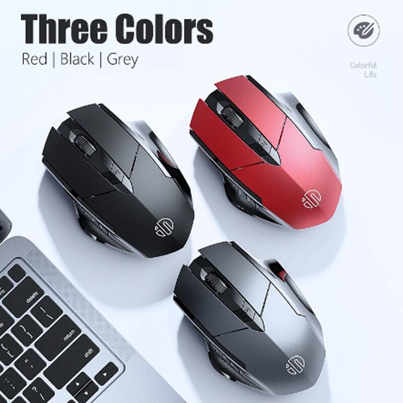 Rechargeable Wireless Mouse Three Modes 2.4G Bluetooth Ergonomic Optical Mouse 4000DPI Mechanical Touch 6 Buttons for Laptop PC