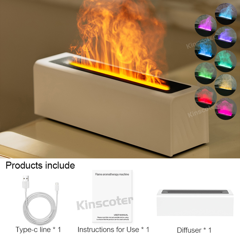 KINSCOTER RGB Vlam Aroma Diffuser Luchtbevochtiger Ultrasone Cool Mist Maker Fogger LED Essentiële Olie Fire LED Lamp Difusor: Steenrood