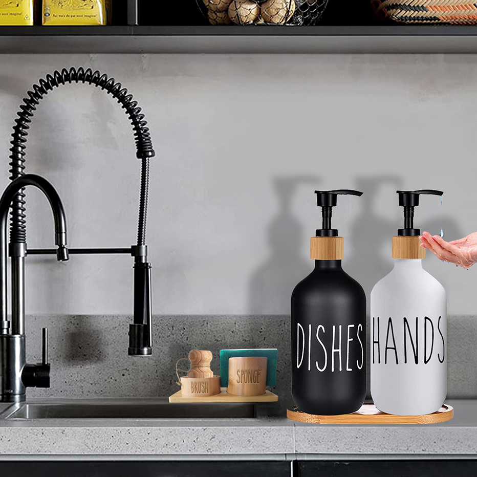 Küche Seifenspender Waschbecken Pinsel Schwamm Caddie Halfter Tablett Bauernhaus Hause Arbeitsplatte Gericht Hände Seifenflasche Küchenzubehör