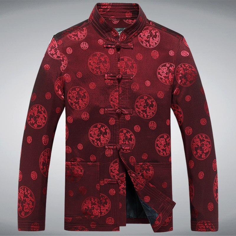 Traditionele Chinese Kung Fu Pak Mannelijke Kleding Jas Voor Mannen Cheongsam Tang Pak Oosterse Dragen Vintage Man Mens Chinese Tops: 8025red / Men XXL
