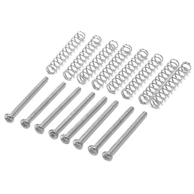 Xsxs --8 stk  m2.5 x 32mm elektriske gitar humbucker pickuper juster høyde skrue og fjær - tonehøyde 0.4mm: Sølv