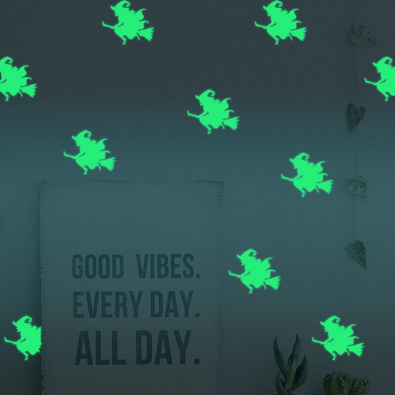 Halloween Luminous Stickers Luminous Stickers Children's Room Personality Wall Sticker Old man broom stickers