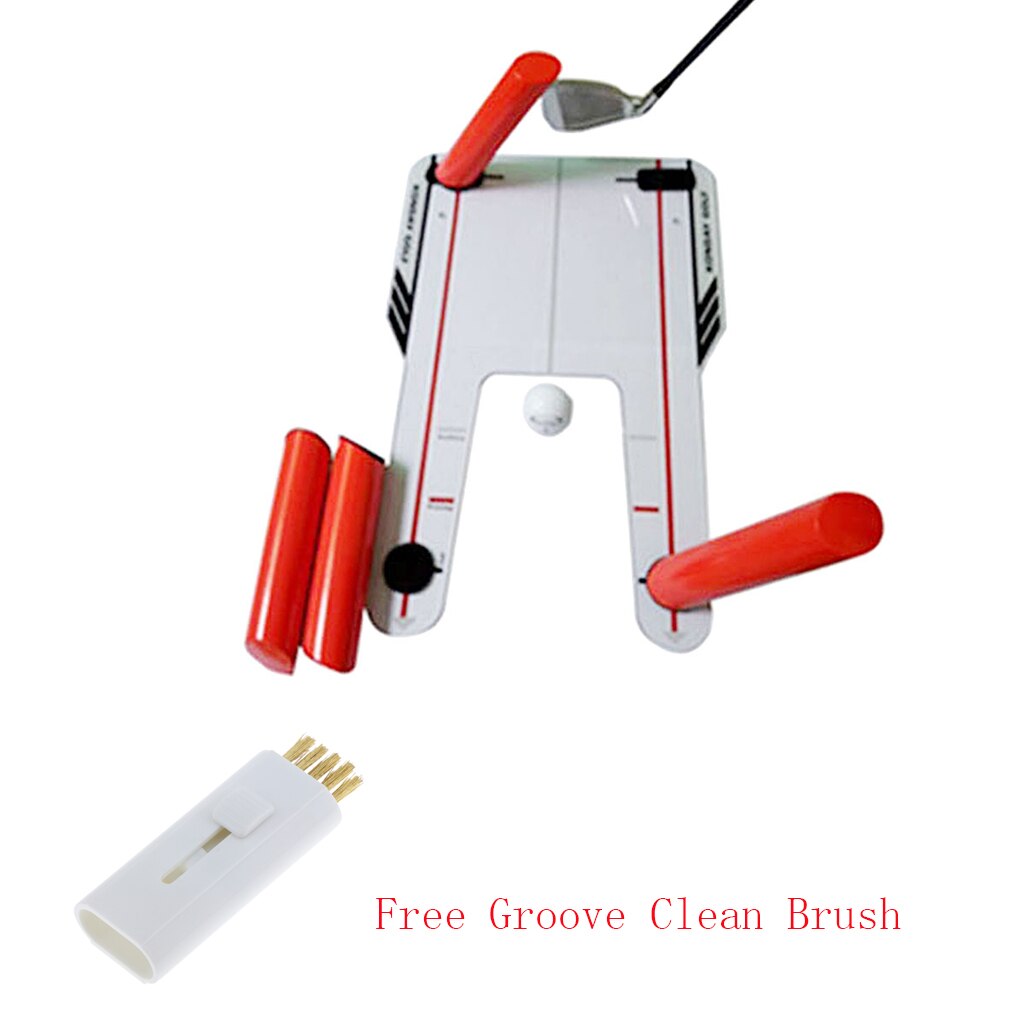 Solid golfputting träningsspegel svängtränare med bärväska gratis klubbborste