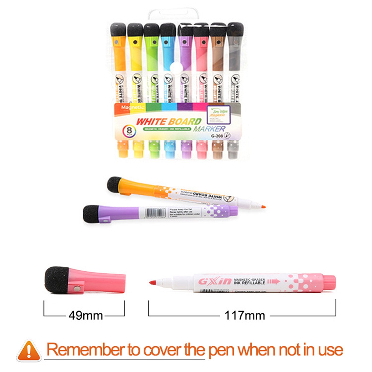 Whiteboard Pen, 8 Stks/partij Magnetische Tekening En Opname Whiteboard Markers Pen Magneet Uitwisbare Droog Kantoor Schoolbenodigdheden