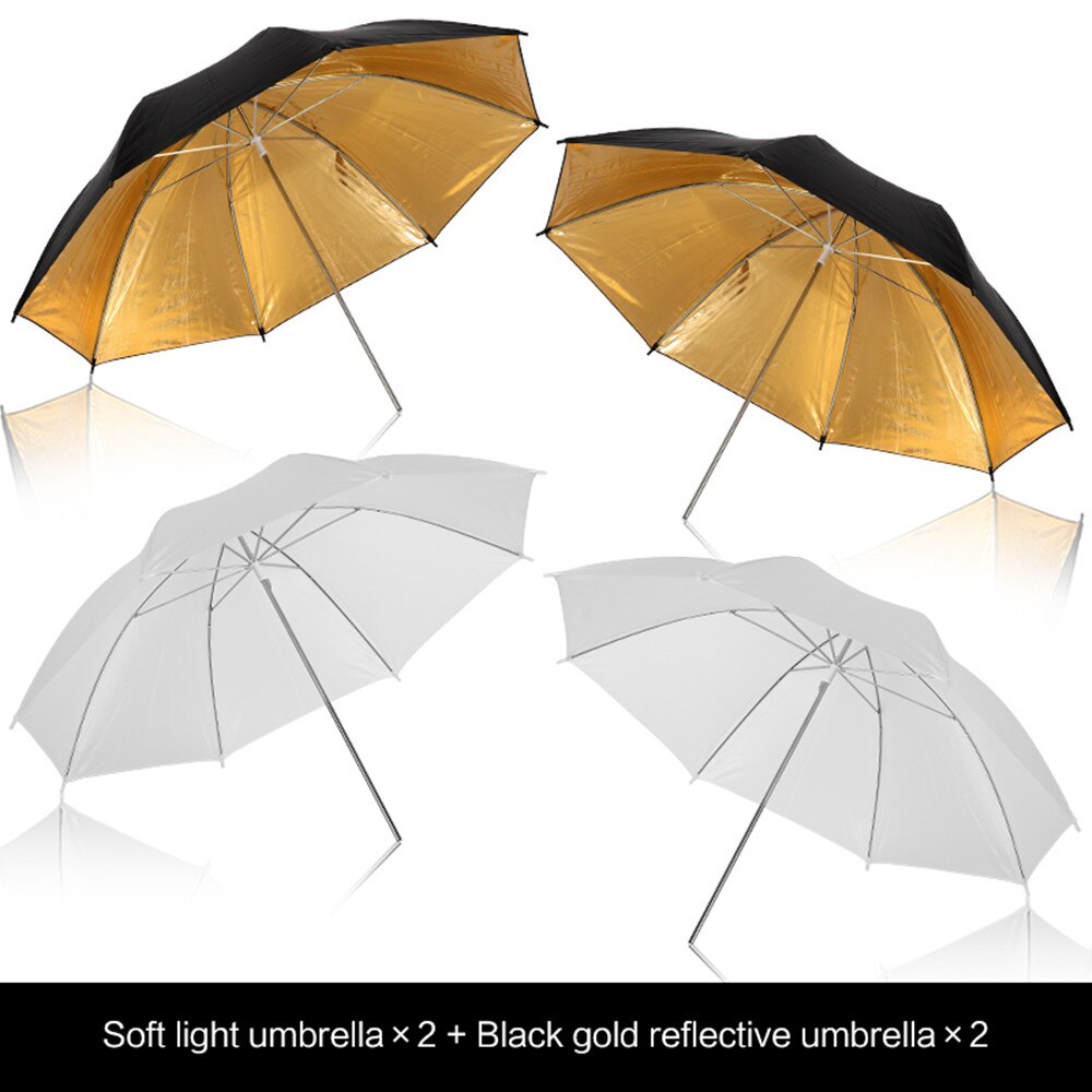 Foto Studio Paraplu Set 33 &#39;84 Cm Wit Goud Zwart Zacht Licht Paraplu + Dual-Gebruik 4 Stuks fotografie Accessoires