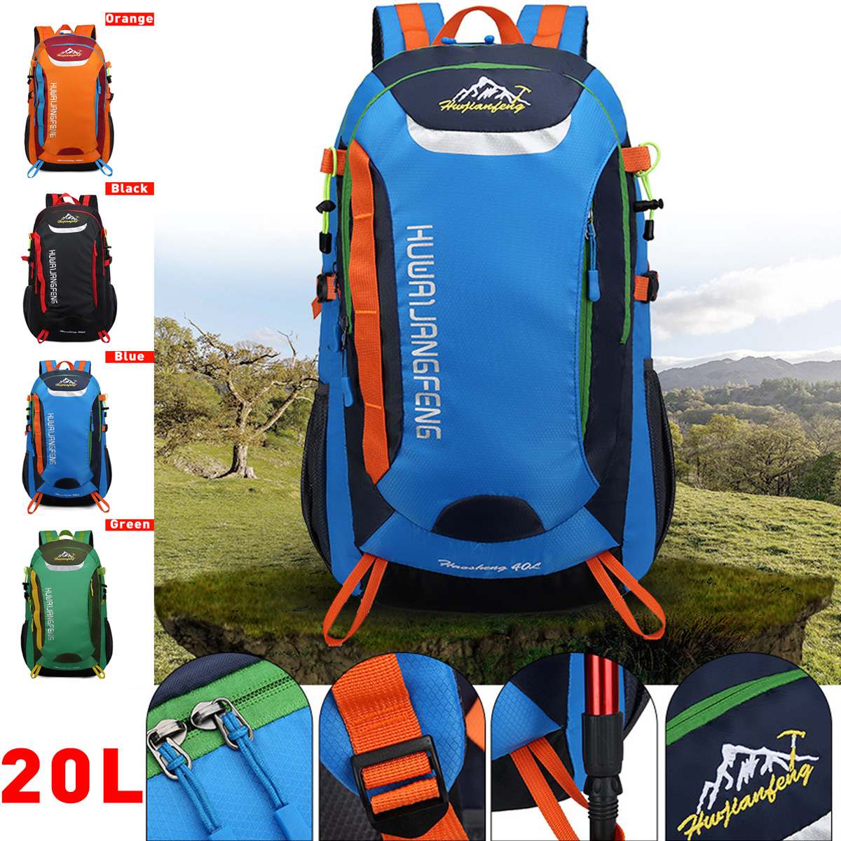 20L Outdoor Sports Mountaineering Backpack Camping Hiking Trekking Rucksack Travel Waterproof Cover Bike Bags for Women Men