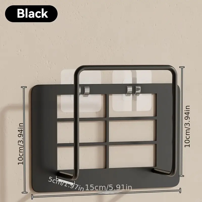 1Pc Easy-Install Wall Mount Router Holder Multi-Use Storage Shelf for Living Room & More, Box Placement, Wifi Rack, Shelves: black
