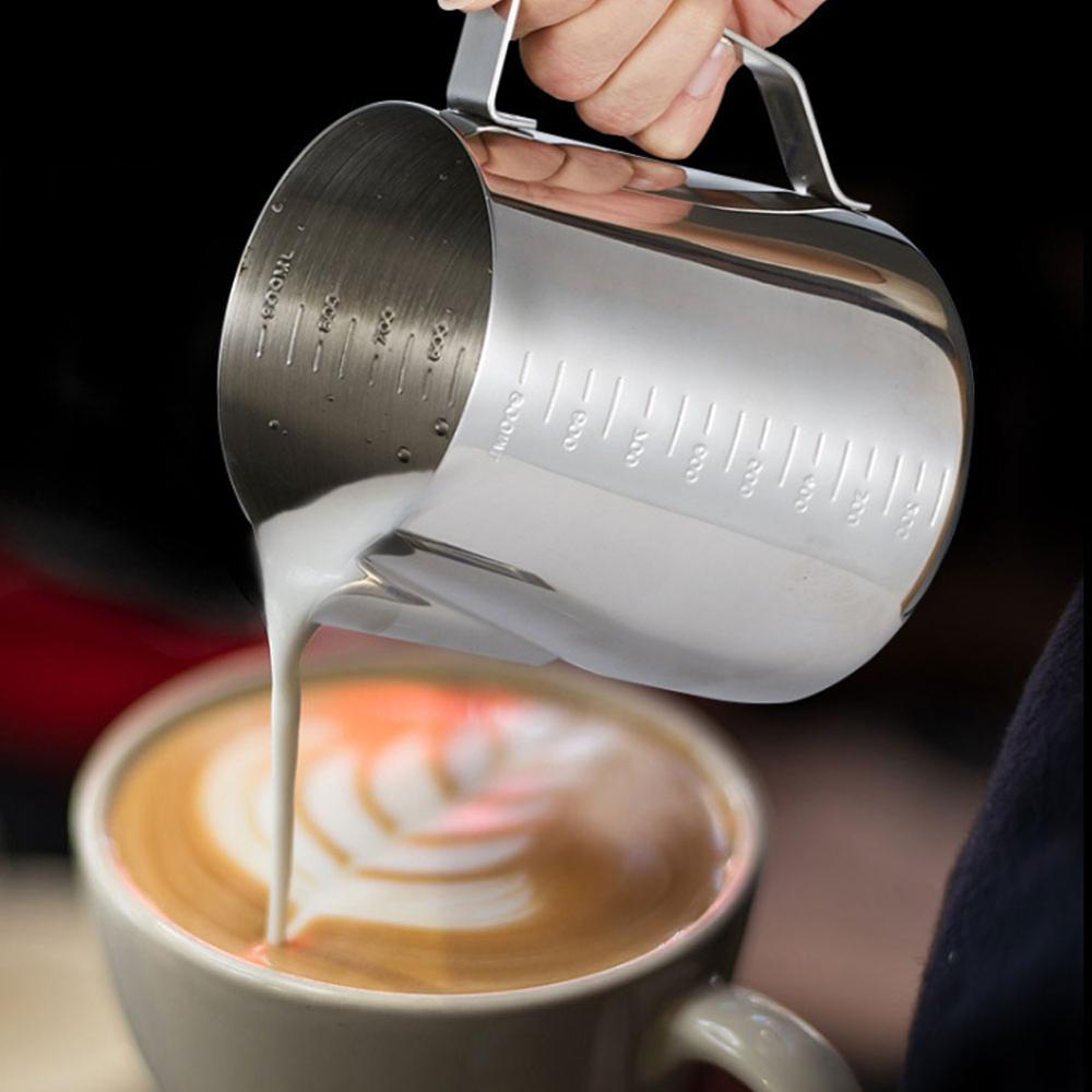 Slitstark mjölkkanna 350-900ml rostfritt stål skumning krukan dra blomma kopp kaffe mjölkskummare latte art behållare kaffe
