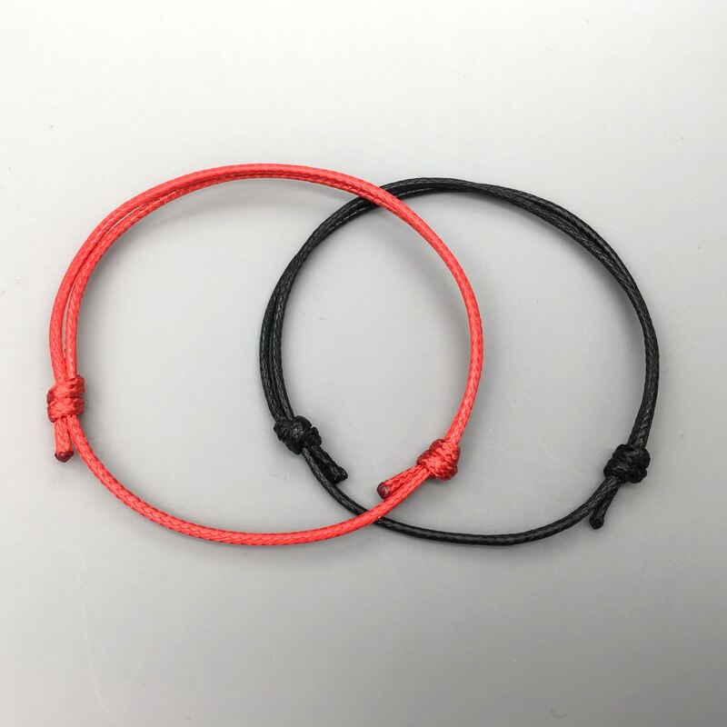 Conjunto de pulseras de la suerte para hombre y mujer, pulsera de cuerda sencilla, color negro y rojo, de cumpleaños, , 2 uds.,