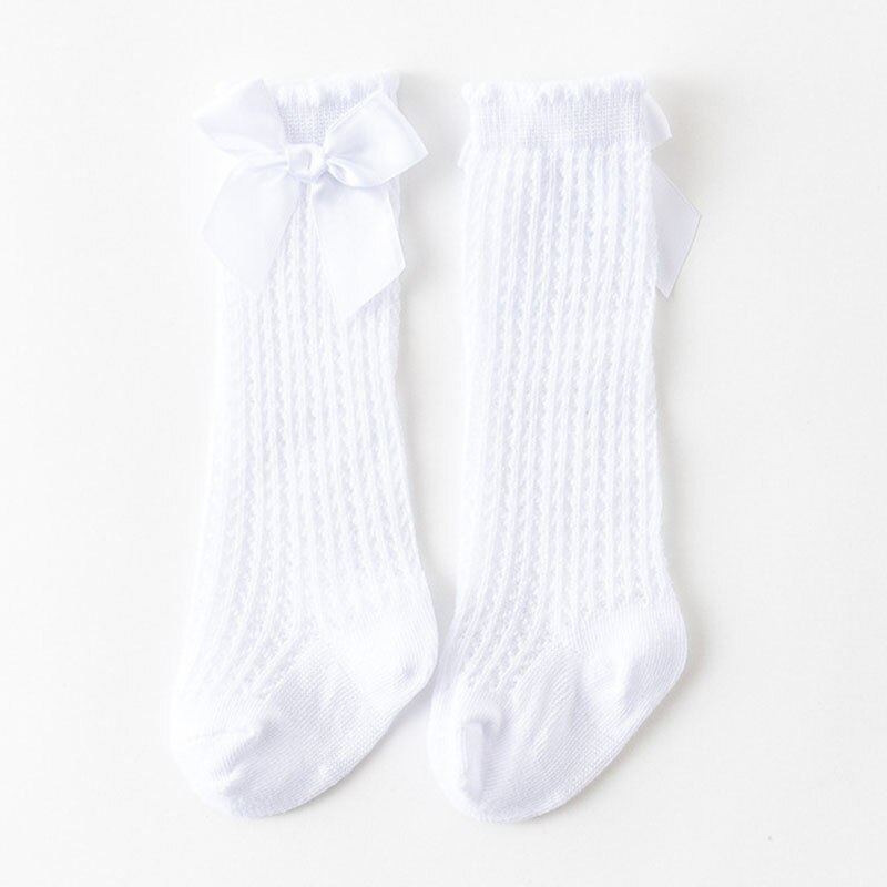 Bear Leader 2022 Lente En Zomer Baby Baby Sokken Spanje Grote Boog Mode Leuke Meisje Mesh Buis Sokken knie Losse Sokken: AH8150White / S