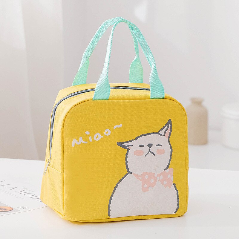 Kinderen School Lunchbox Draagbare Lunch Bag Lunchbox Thermische Geïsoleerde Lunch Box Tote Koeltas Bento Pouch Lunch Container: YELLOW