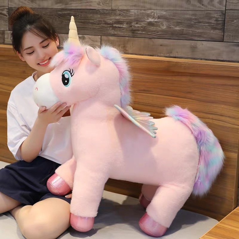 30 ~ 80 Cm Grote Eenhoorn Knuffel Fantastische Regenboog Wings Paard Speelgoed Gevulde Zachte Pop Home Decor voor Kid Meisje Kussen