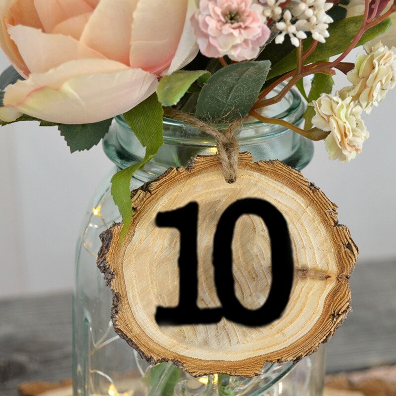 10Pcs/set Round Natural Wood Slices Wedding Table Number Christmas Tree Ornament Decor Party Direction Signs Wedding Decorations