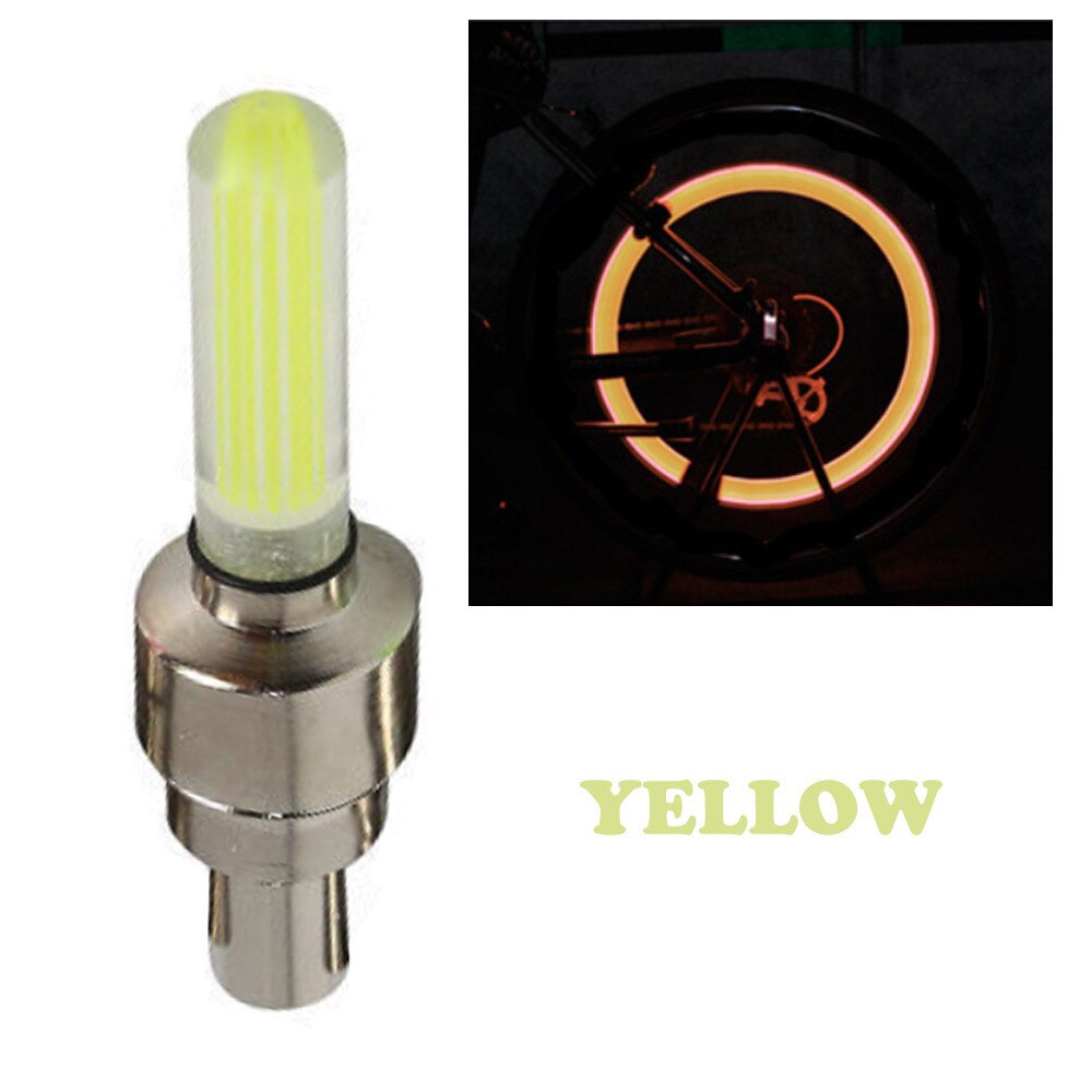 2 pièces voiture vélo roue lumière LED AG10 voiture moto pneu Valve lampe mouvement activé lueur LED s lumières pneu tige casquettes néon: YE